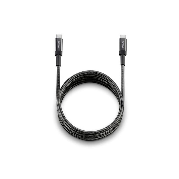 NGS KNOT 65W-2: USB C till Type-C kabel 2m för snabb laddning av enheter upp till 65 W. Hög kompatibilitet. Svart.