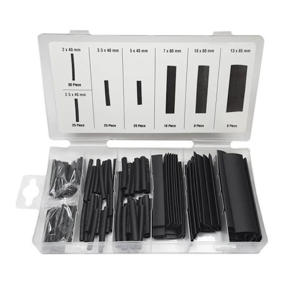 Set med 120 svarta krympskydd i flera storlekar - EDM 48992