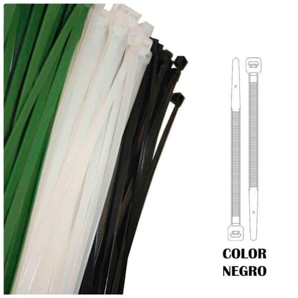Klämmor - Plast - Svart - 380x4,8mm - Förpackning om 100 - Bredd 4mm Svart