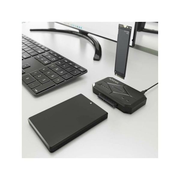 Dockningsstation - AISENS - ASDS-M2SATA04B - USB 3.0 - Svart - Kompatibel HDD/SSD
