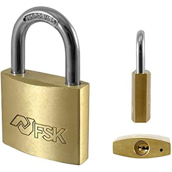 Hänglås - FERRESTOCK - FS235 - Mässing - 40 mm - 2 nycklar - Härdad båge Metall
