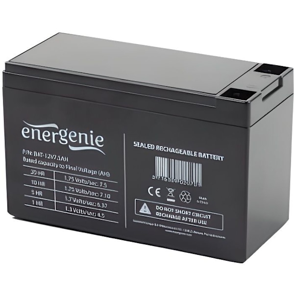 12V 7,5 AH blybatteri för inverter