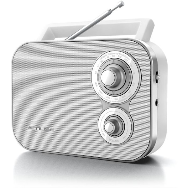 Bärbar radio - MUSE - M-051 RW - Vit - Analog mottagare - MP3-hjälpjack Vit