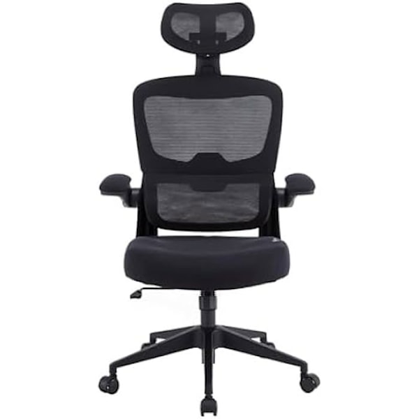 Ergonomisk Kontorsstol - Woxter - Ergo Black - Höjdjusterbar - Armstöd - Andningsbart Tyg Svart