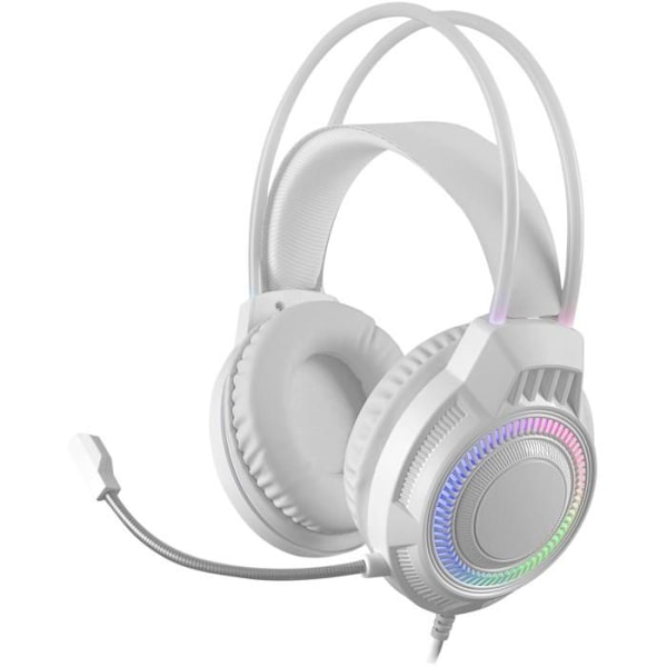 Gaming Headset - MARSGAMING - MH124 - FRGB Rainbow Belysning - Avancerad Ergonomi - Flexibel Mikrofon Vit