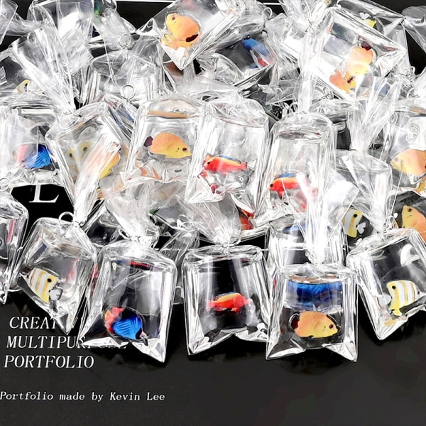 1 STK Resin Goldfish Charms Small Fish In Water Bag Vedhæng Til Clear 1pc