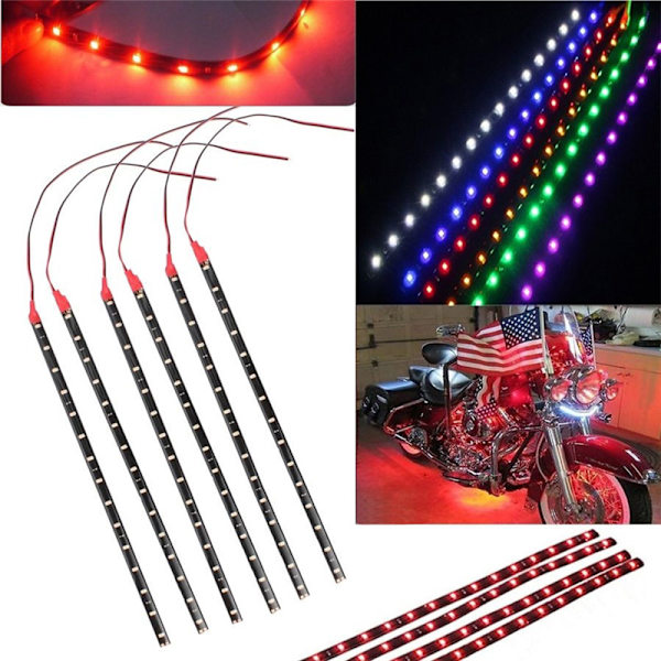 6 ST Vattentät DC 12V Motor LED Strip Underkroppsljus för bil Red 2