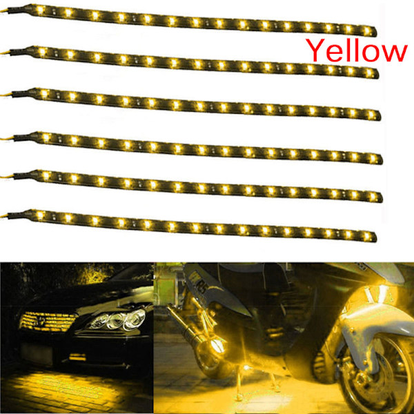 6 STK Vandtæt DC 12V Motor LED Strip undervognslys til bil Yellow 6