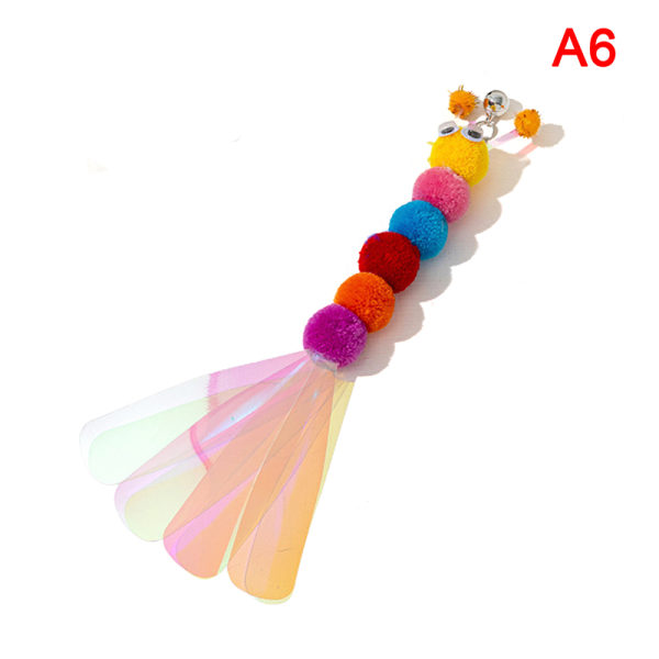 Cat Teaser Wand Refill Rolig Butterfly Kitten Teaser Stick Repl Multicolor A6