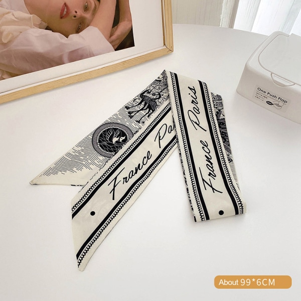 Nytt mode sidenscarf hårband Long Ribbon Bow n Printing Hai A4 one size