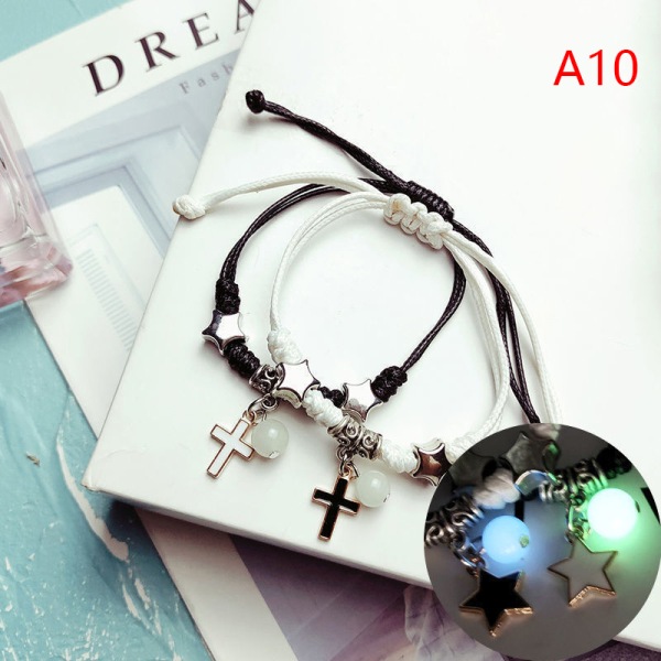 1Pari Luminous Star Moon Cat Rannekoru Pariskunta Charm Käsintehty Adj A10 One size