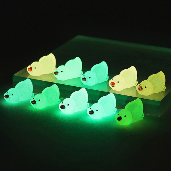 10st Mini Luminous Resin Ducks Glow In The Dark Miniatyr Orna Multicolor A