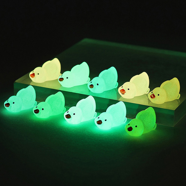 10st Mini Luminous Resin Ducks Glow In The Dark Miniatyr Orna Multicolor C