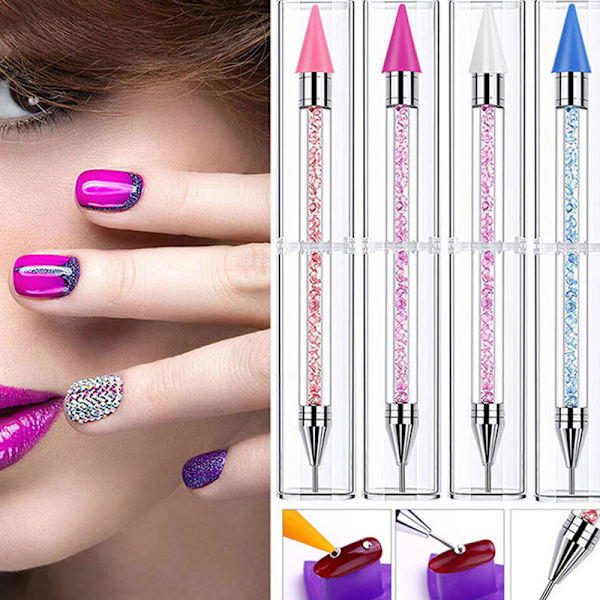 1 stk Dual Ended Dotting Pen Rhinestone Picker Wax Pencil Nail Ar Pink one size