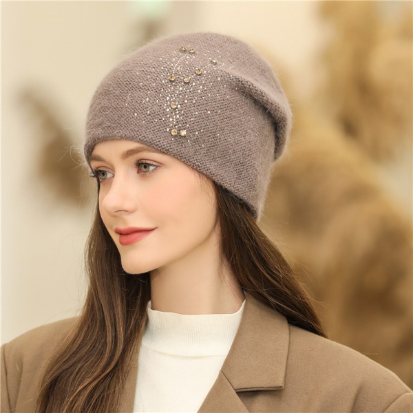Kvinder Vinter Hat Mode Dekorer Beanie Hat Pels Blend Warm Wi Khaki one size