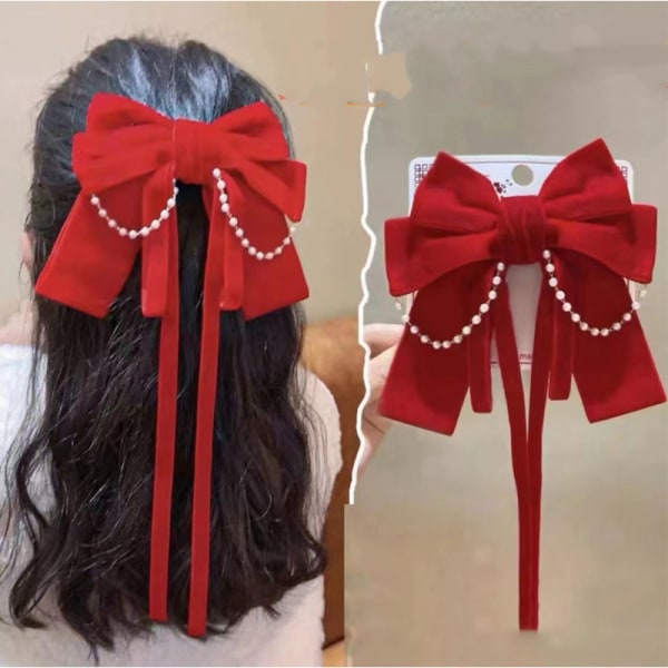 Uusi vuosi Red Velvet Bow Hairpin hiuskoriste jouluksi Aus A1 onesize