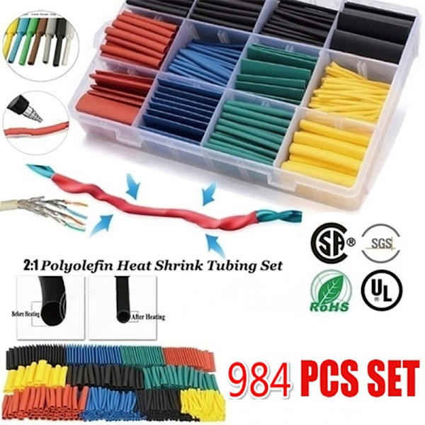 Opgraderet 164/328/656/984 stk. Krympeslangeisolering Shrin Multicolor 656PCS