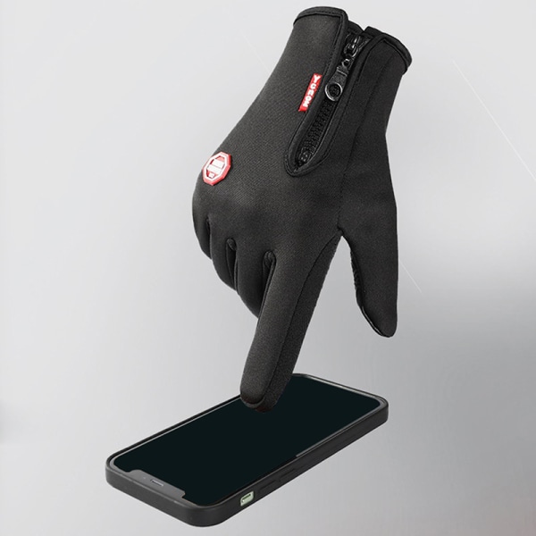 Utendørs vinterhansker Vanntette Moto Resistant Touch Non-slip Black L