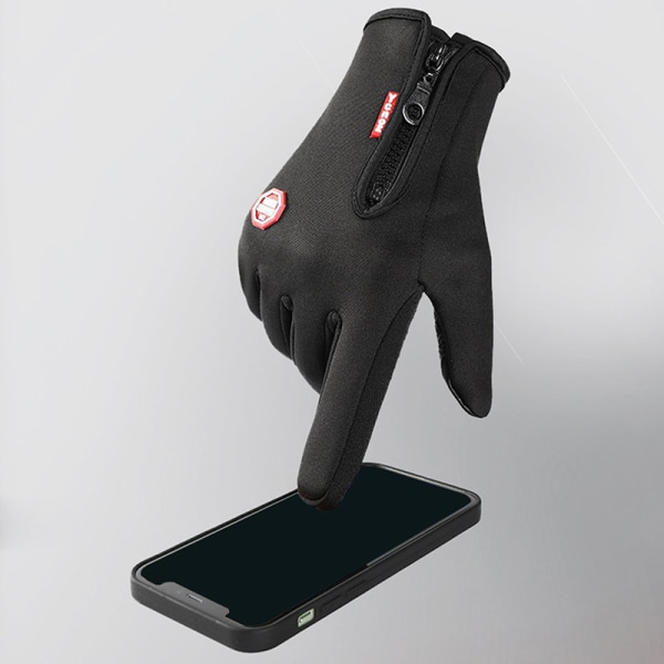 Utendørs vinterhansker Vanntette Moto Resistant Touch Non-slip Black M
