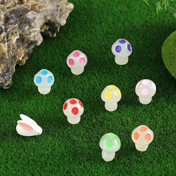 10 kpl Mushroom Luminous Micro Landscape Figuuri Ornamentti Hehkuva Multicolor one size