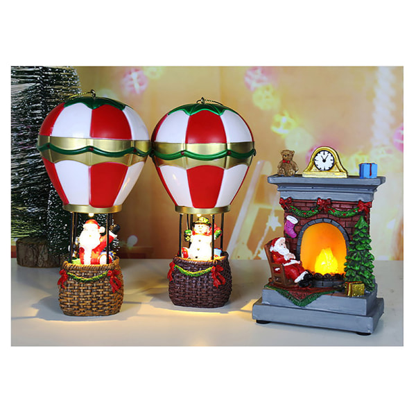 Snømann Julenissen Varmluftsballong Jul LED Lys Ornament C onesize