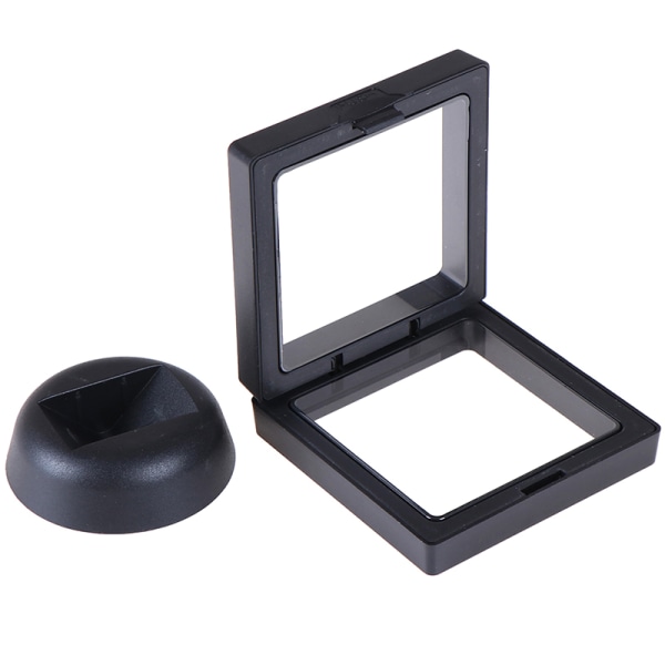 70*70mm sort 3D flydende smykke mønt display ramme holder æske Black One Size