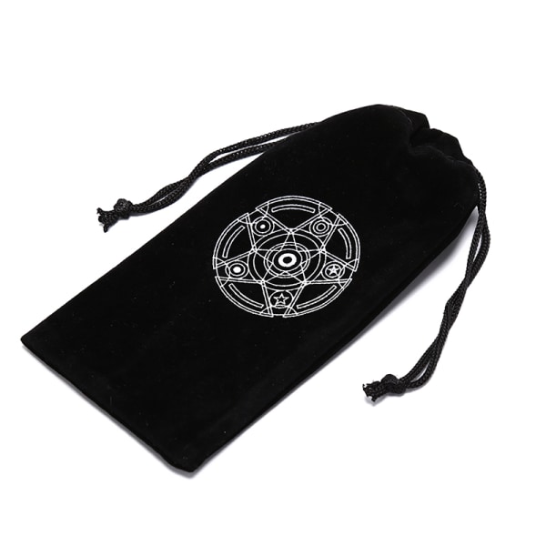 1 stk fløyelstarotkortoppbevaringspose med seksspiss stjernemønster villsvin black OneSize