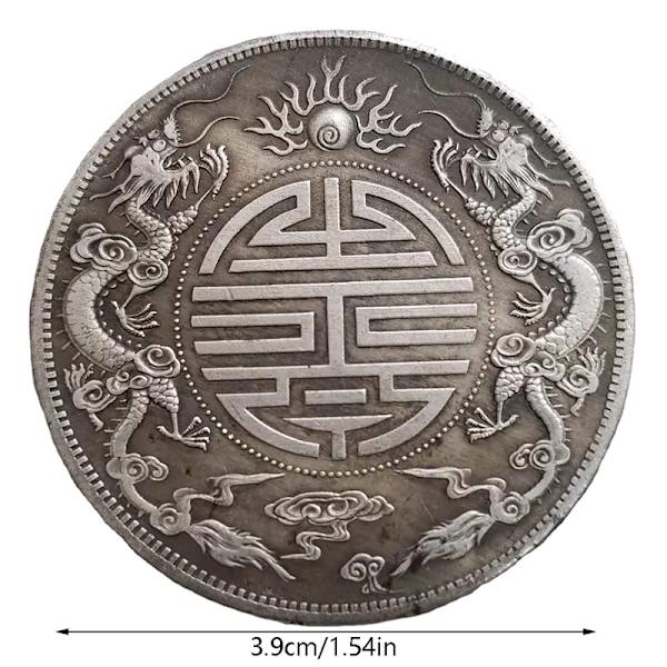 2 STK Antikke Feng Shui Double Dragons Bead Lucky Coins Saml A 2PCS