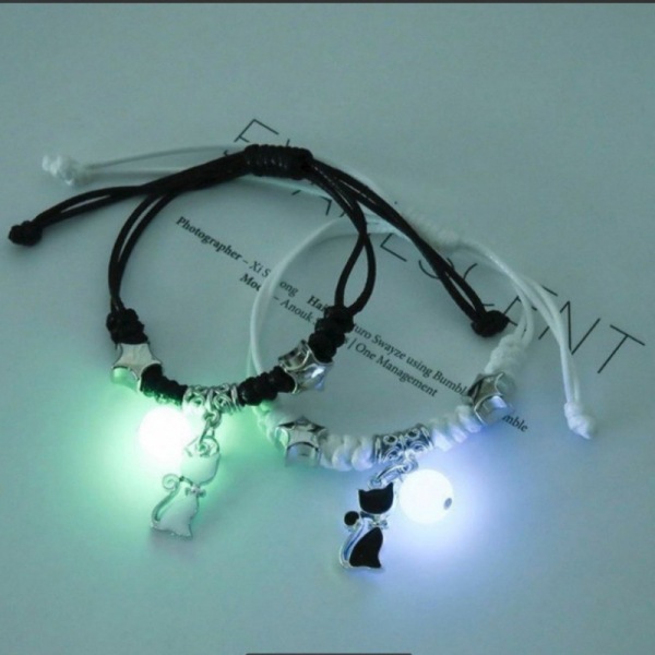 1Pari Luminous Star Moon Cat Rannekoru Pariskunta Charm Käsintehty Adj A9 One size