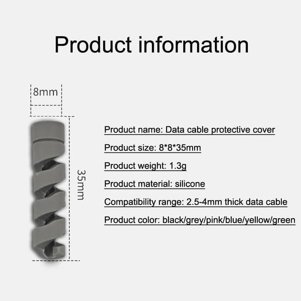 20 STK Silikone Spiral Kabelopruller Kabelbeskytter Cover USB Ledning P A2