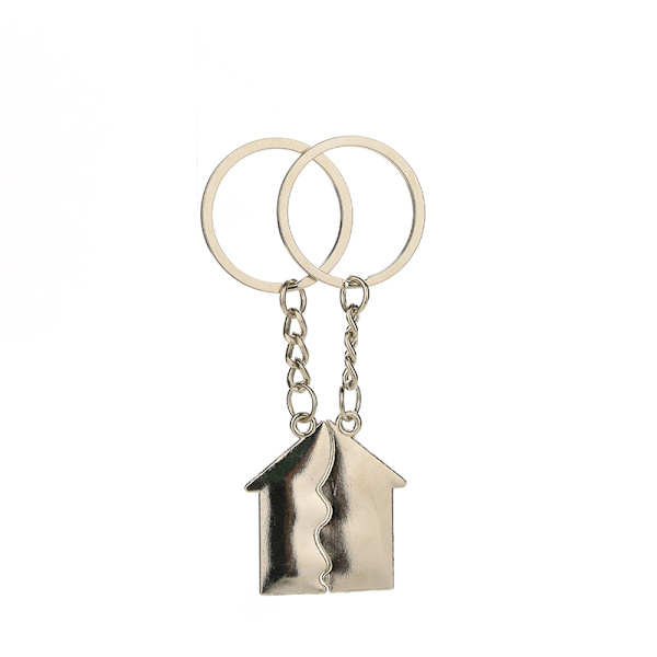 2 st House Shape Keychain Nyckelring för älskare Alla hjärtans dag Silver one size
