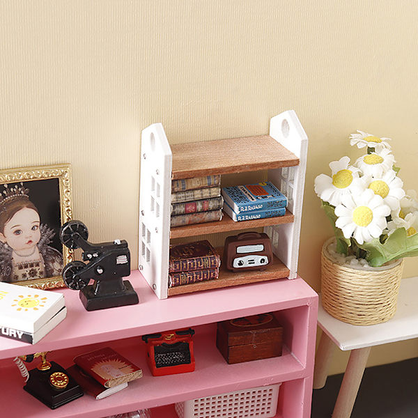 1:12 Dollhouse Pienoiskirjahylly Säilytysteline näyttöteline F A one size