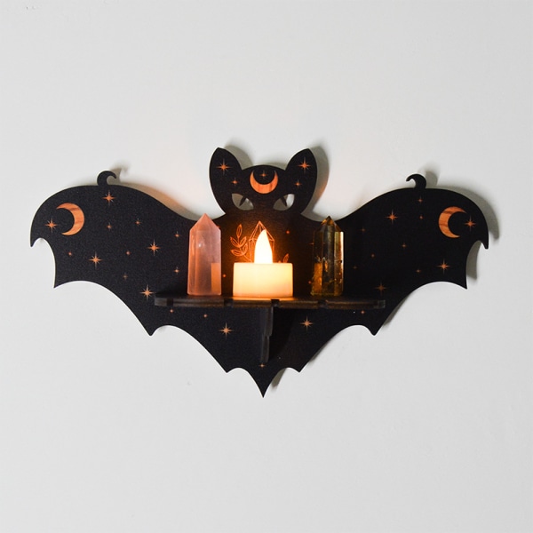 Lepakkohylly Arkkuhylly Spooky kelluvat hyllyt Goth Decor Bat S Black one size