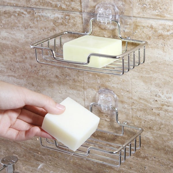 2st rostfritt stål badrumshörnduschhylla med sug White 2Pcs