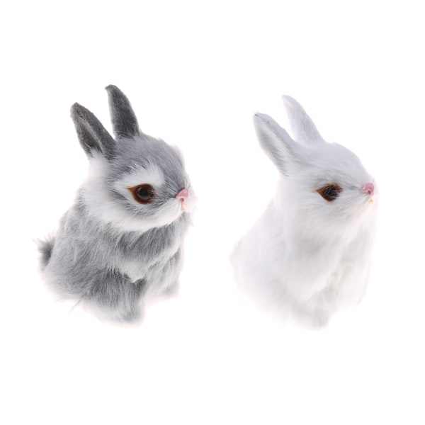 2st Imitera hår White Furry Nap Toys Simulering Djurmodell White 2 pcs