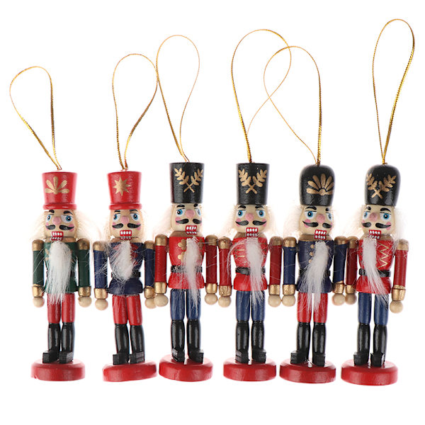 6 Stk 10cm Tre Nøtteknekker Soldat Julepynt Pendant colorful 6Pcs