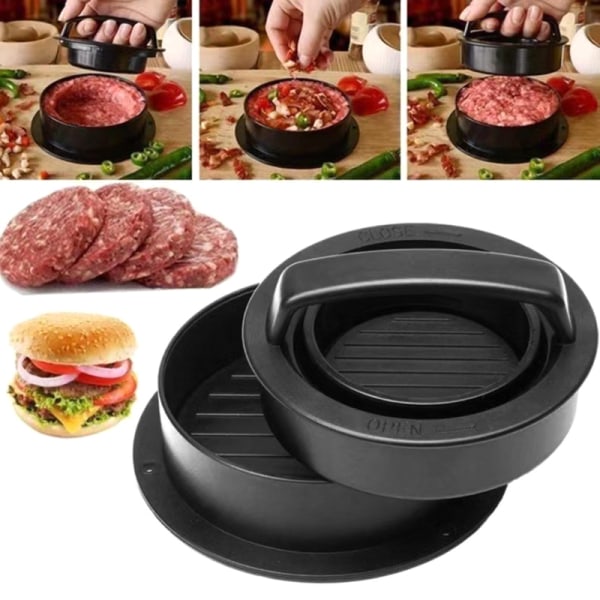 Non Stick Hamburger Köttboll Paj Press Fylld Burger Köttbulle Black 12.5x12.5x6cm