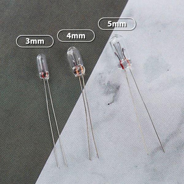 25 STK 5 mm 4 mm 3 mm klar 12V minipære af hvede risløg Switchc 25Pcs 4MM