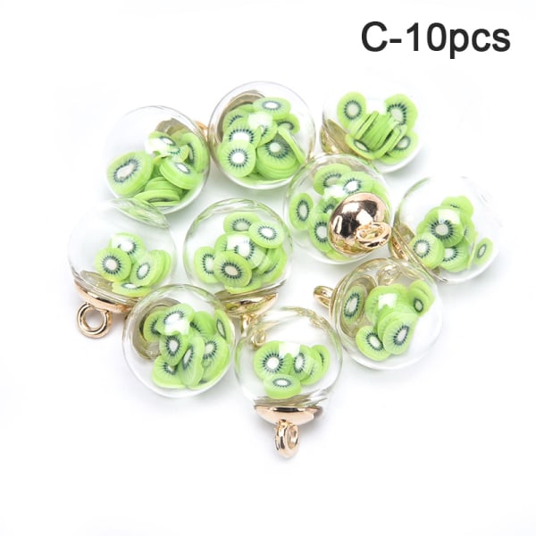 10 stk krystalglaskugle charms med skåret frugt vedhæng DIY J C-10pcs