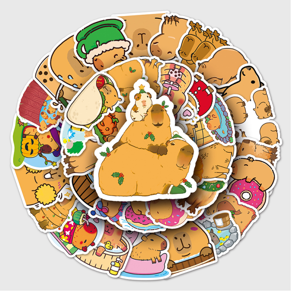 50 st tecknade Capybara-klistermärken och vattentäta djurklistermärken Sui Colorful onesize