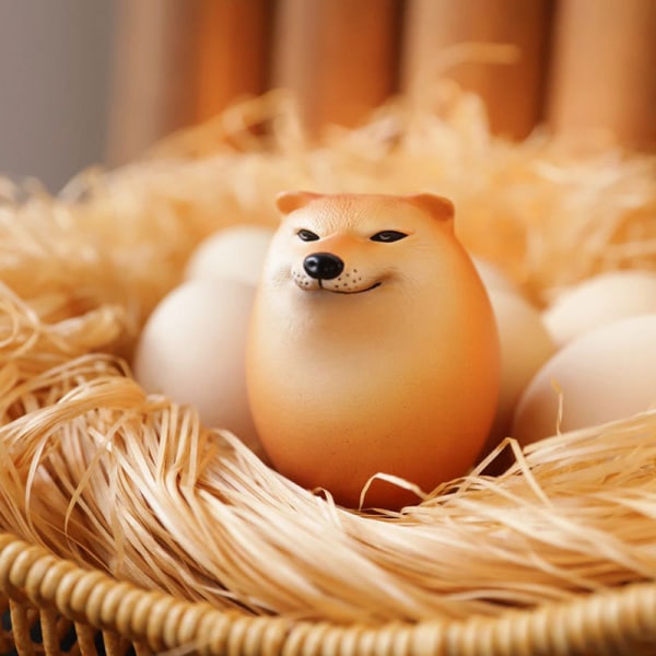 Creative Shiba Inu Realistisk eggform PVC skrivebordsdekor hund og egg 1PC