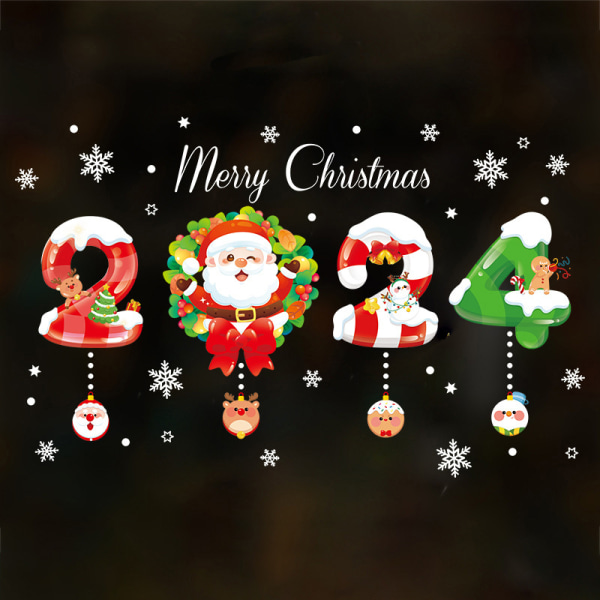 2024 Merry Christmas Window Stick Snowflake Santa Claus Elk X A5 one size