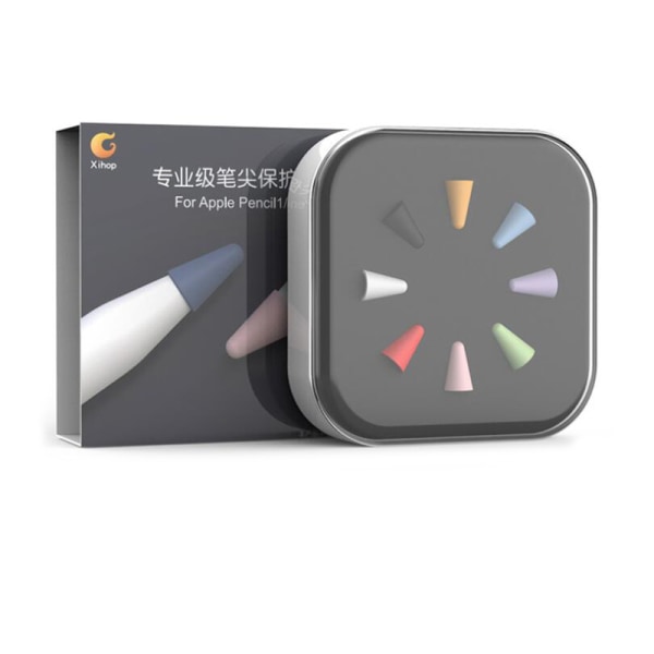 8 stk Apple Pencil Gen 1&2 Tips Nib Silikon Beskyttelsesveske Myk Multicolor