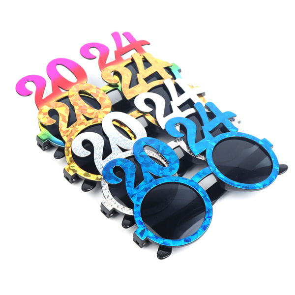 2024 Briller Nyttårs Briller Fest Solbriller Nyttårsaften Blue one size