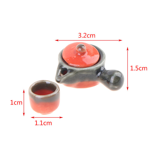 1:12 Dockskåp Miniatyrkeramik Tekanna Tekopp Matställ Gör Teapot + Cup