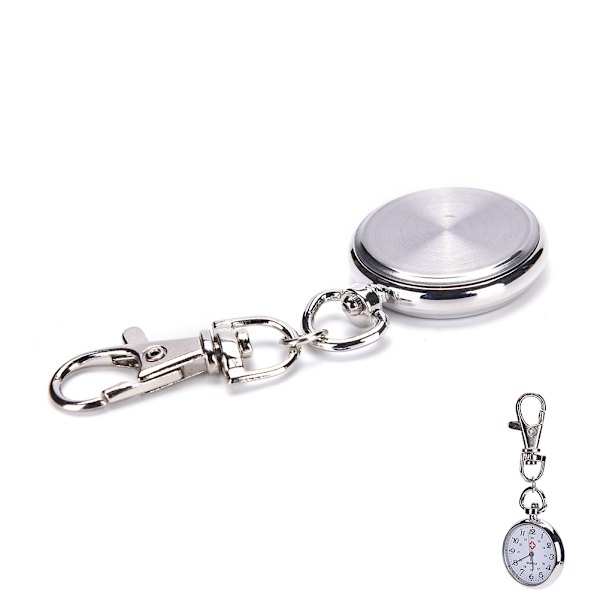 rustfrit stål Kvarts lommeur og nøglering Ny gave silver one size