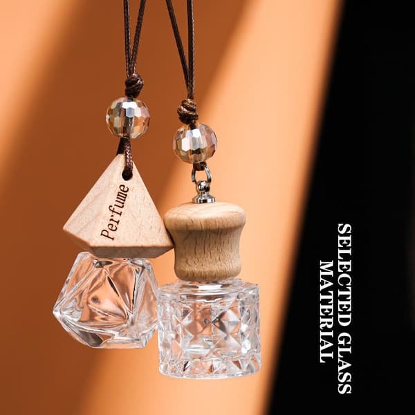 1 stk bilhengende parfymeflaske tom glass essensiell oljediffuser A3