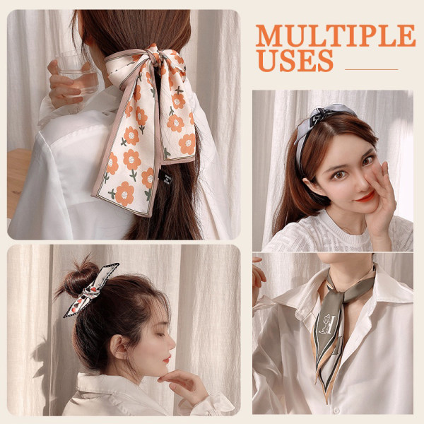Nytt mode sidenscarf hårband Long Ribbon Bow n Printing Hai A4 one size