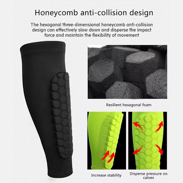 1 stk Honeycomb Soccer Shin Guards Football Shields Sports Leggin Black M