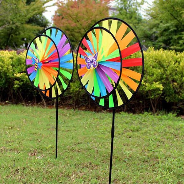 Dubbla lager färgglada hjul Windmill Wind Spinner Barnleksaker Gar Multicolor 1PCS